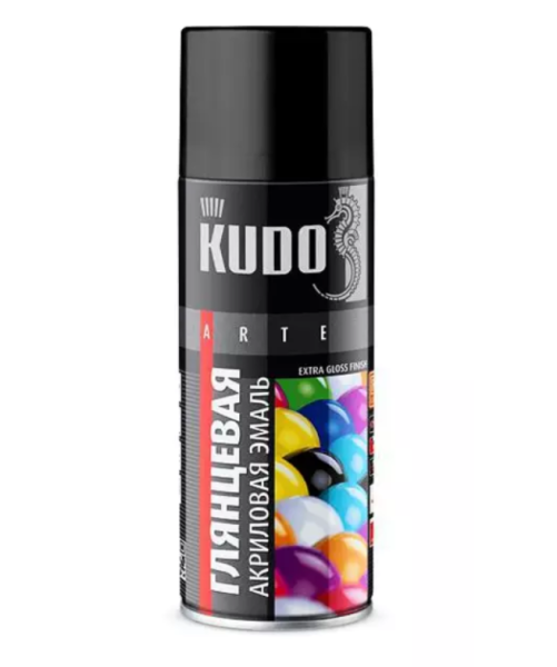 KUDO / KU-A9005 Эмаль универсальная акриловая RAL 9005 чёрная высокоглянцевая 520 мл (уп.12)